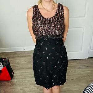 Stenay Black and Brown Beaded Dress